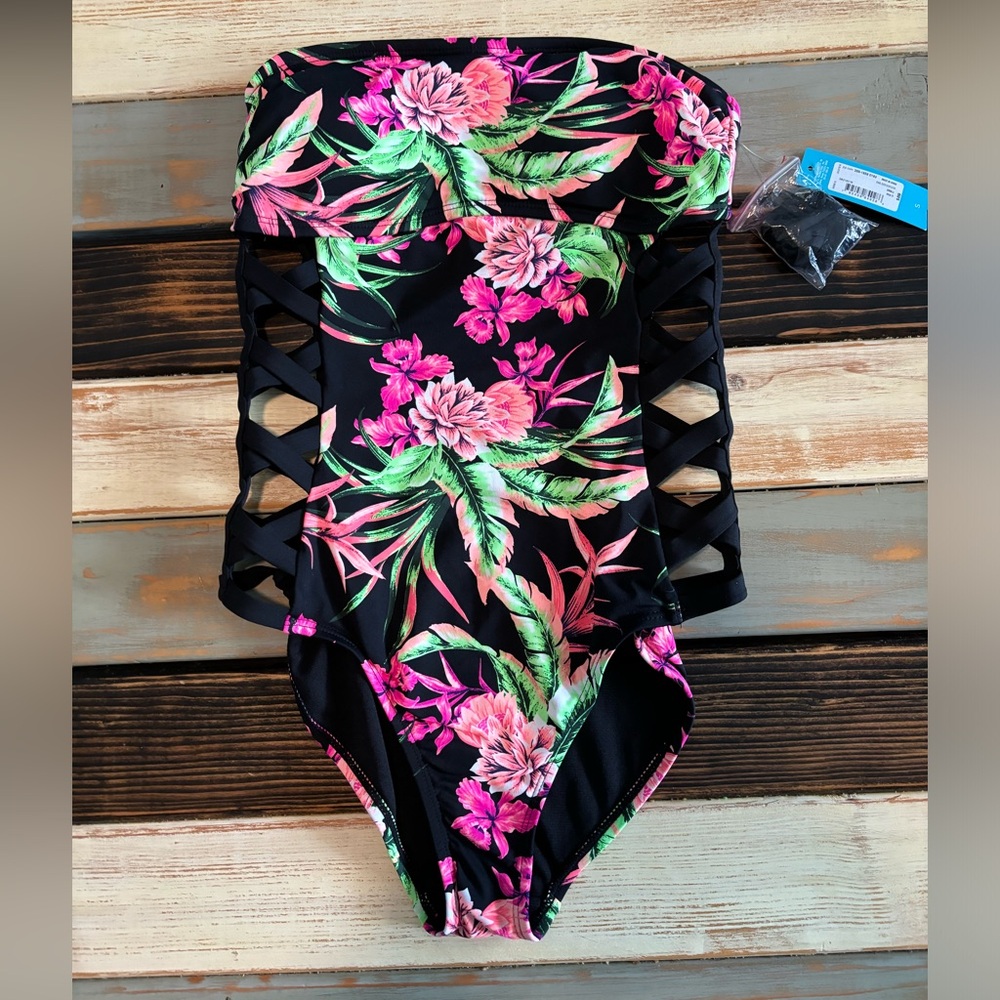 Women’s Floral Swimwear - Black and Pink